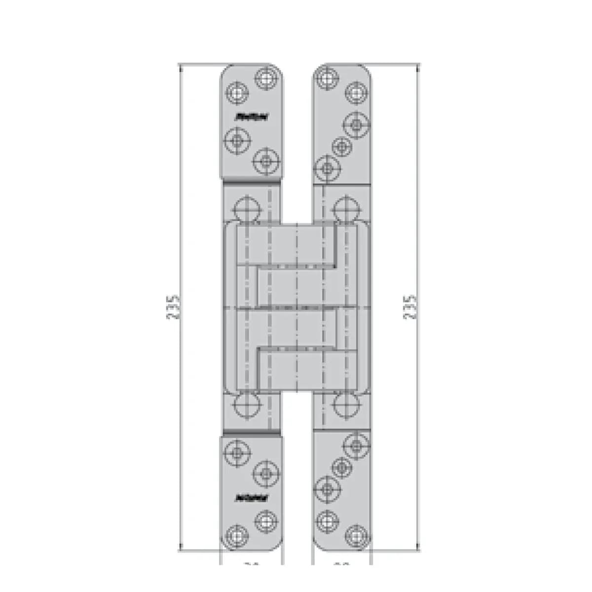 Paslėpiami vyriai Pivota DX 200 3D design – brėžinys