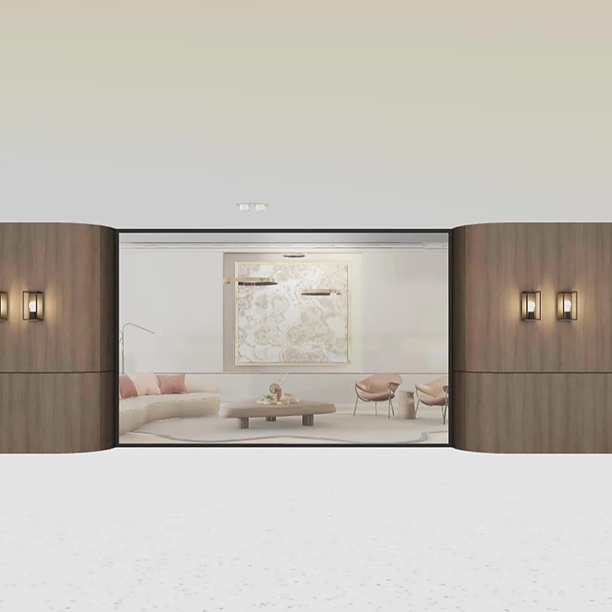 ARLU Divina stacionari stiklo pertvara – 2500 × 1000 mm vizualizacija