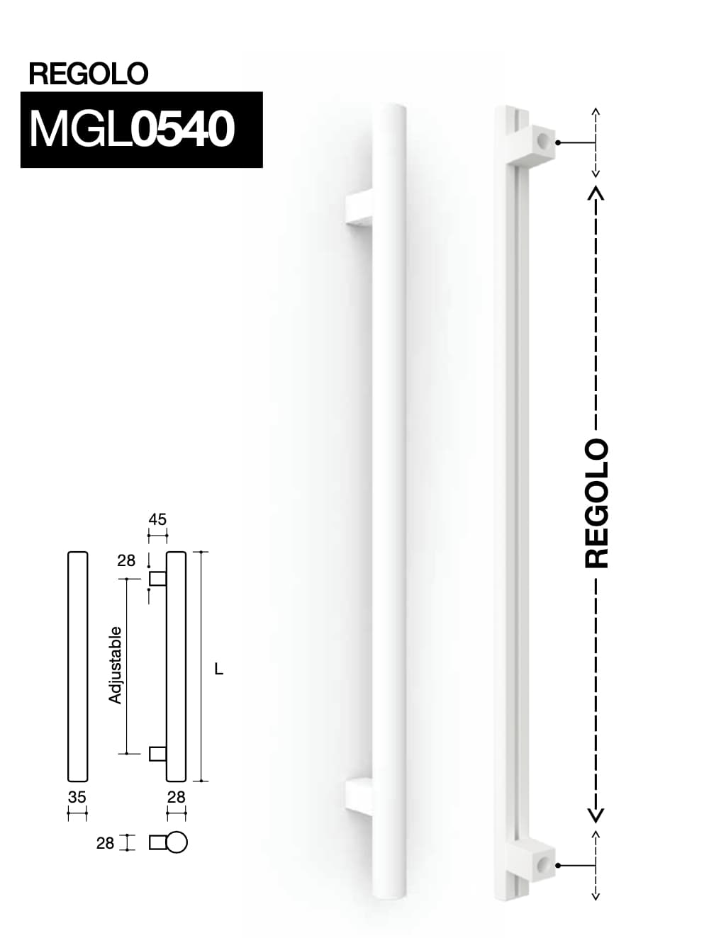 Traukiamoji durų rankena REGOLO MGL540 (COMIT)