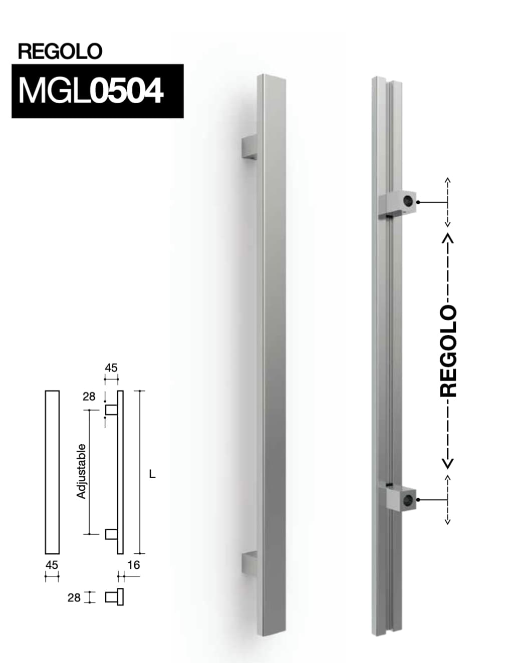 Traukiamoji durų rankena REGOLO MGL504 (COMIT)