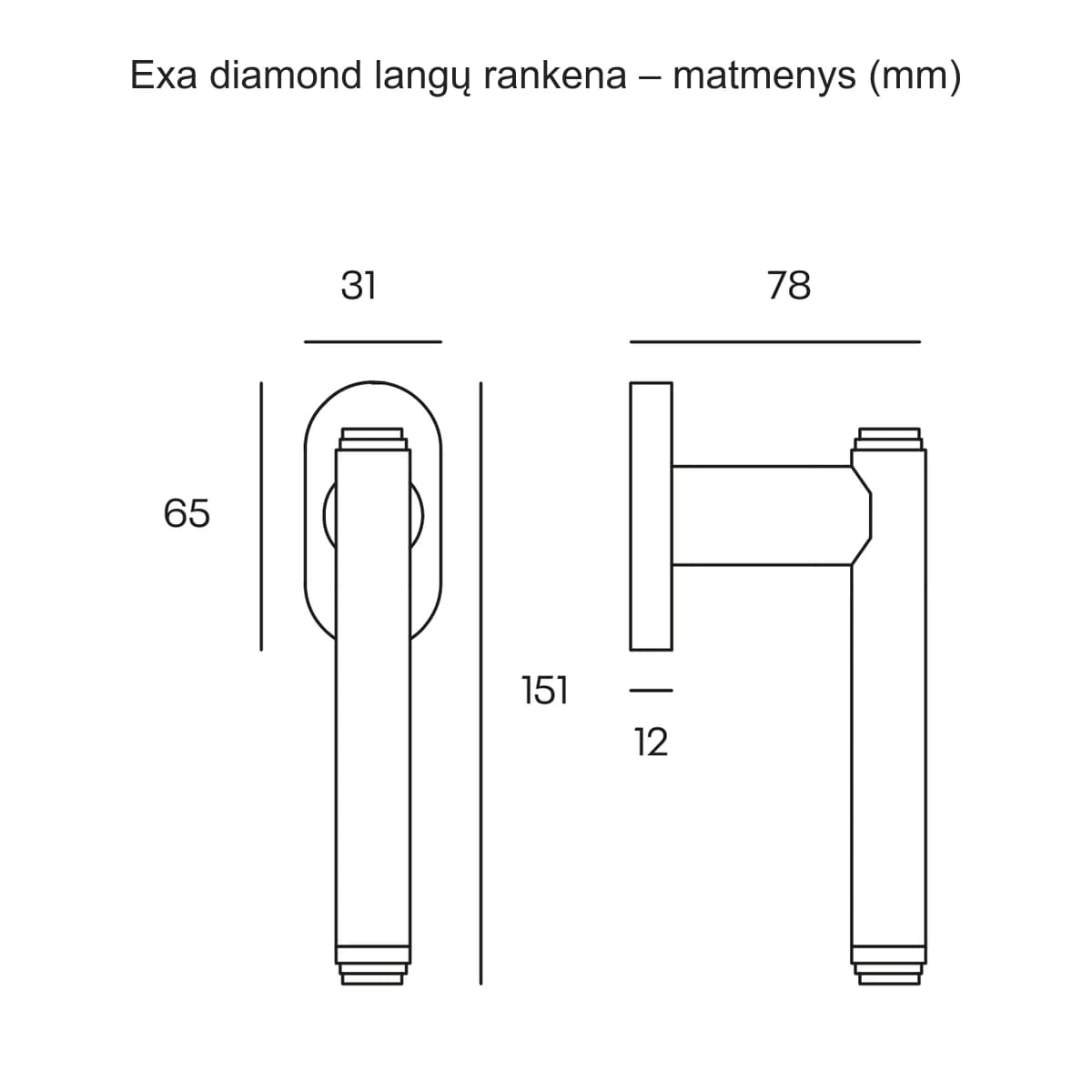 COMIT Exa diamond langų rankena