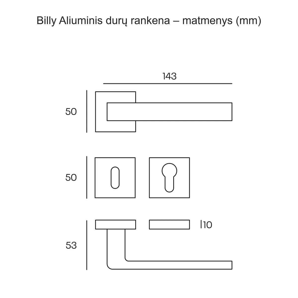 COMIT Billy Aliuminis durų rankena