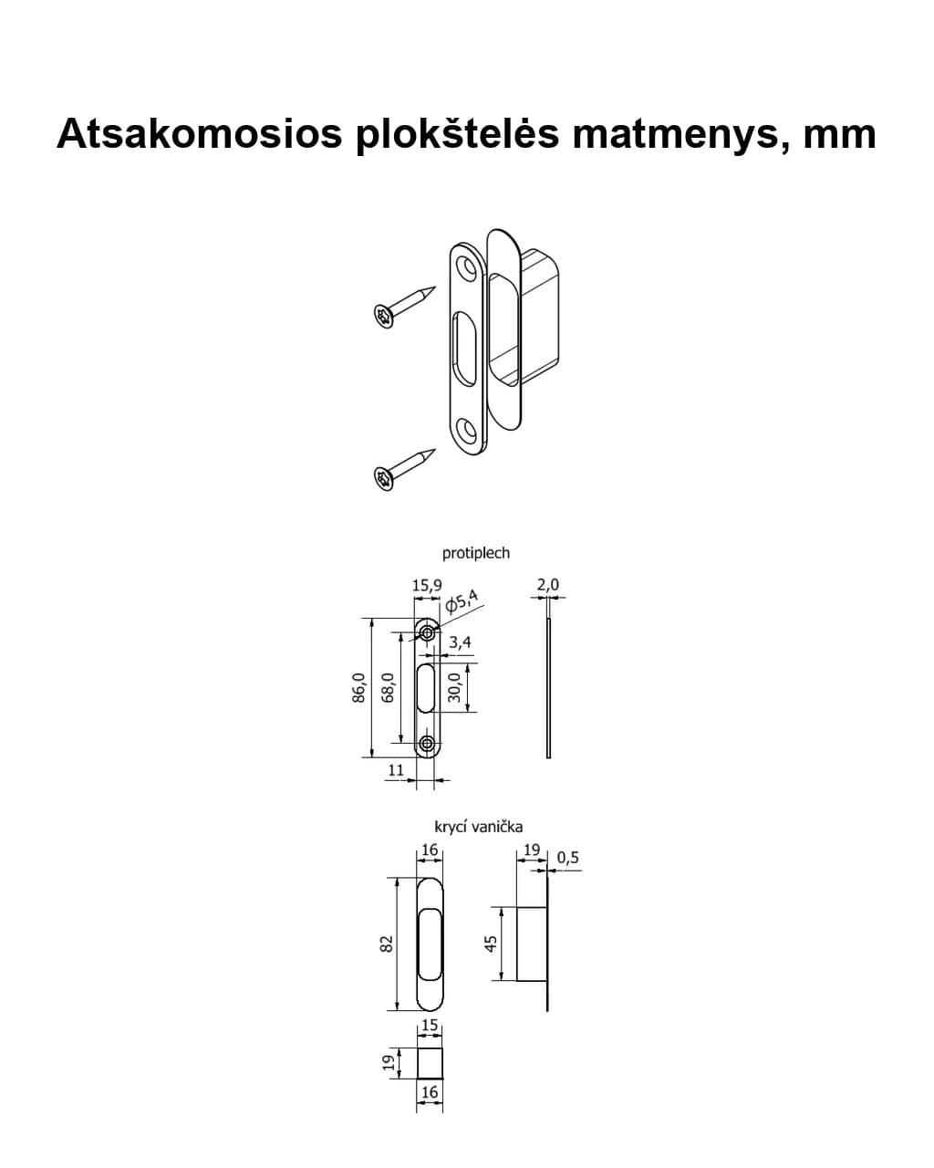 Atsakomoji plokštelė mini spynai (M&T)