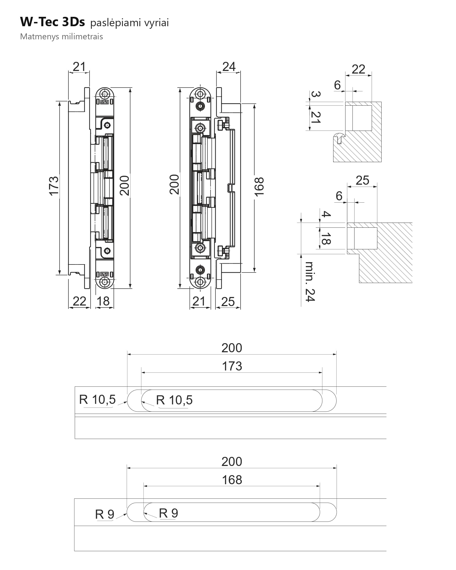 Paslėpiami vyriai W-Tec 3D S – antra nuotrauka