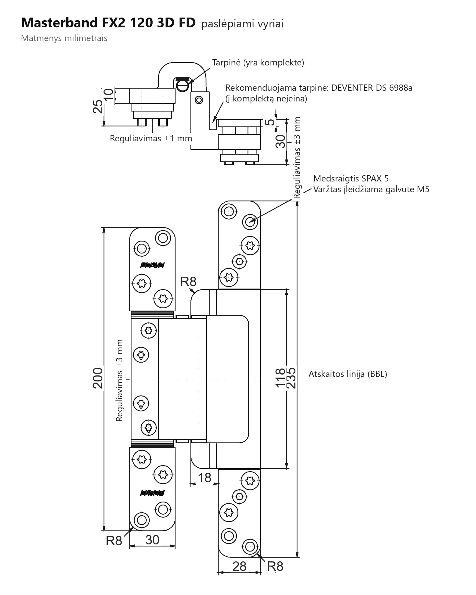 Paslėpiami vyriai Masterband FX2 120 3D FD design – antra nuotrauka