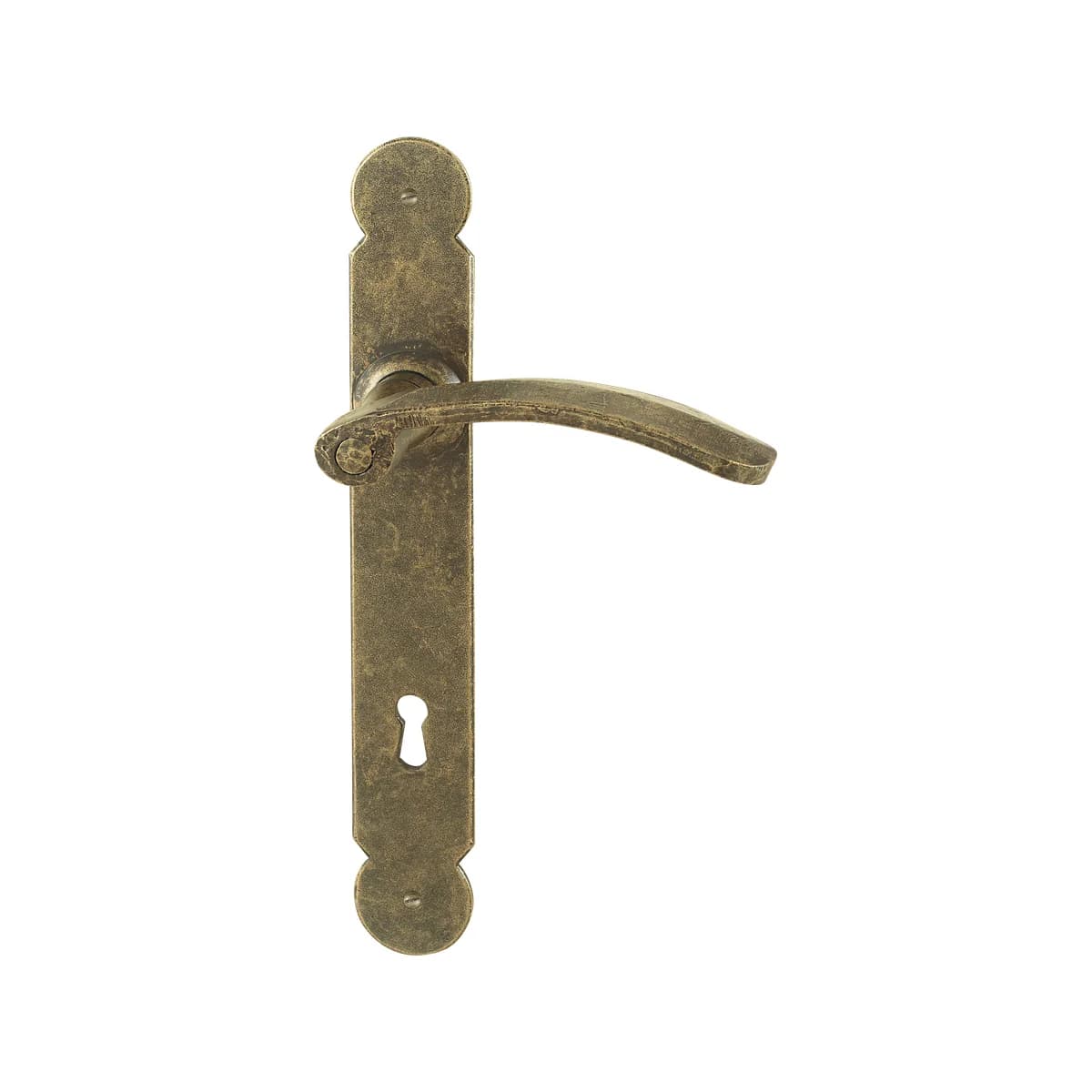 FM365 Kaltinė durų rankena ant plokštelės – Antique Gold apdaila