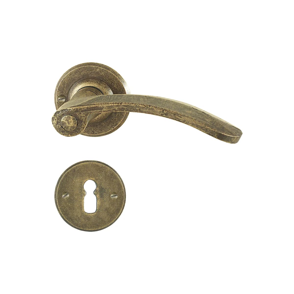 FM366 Kaltinė durų rankena su apyrakte – Antique Gold apdaila