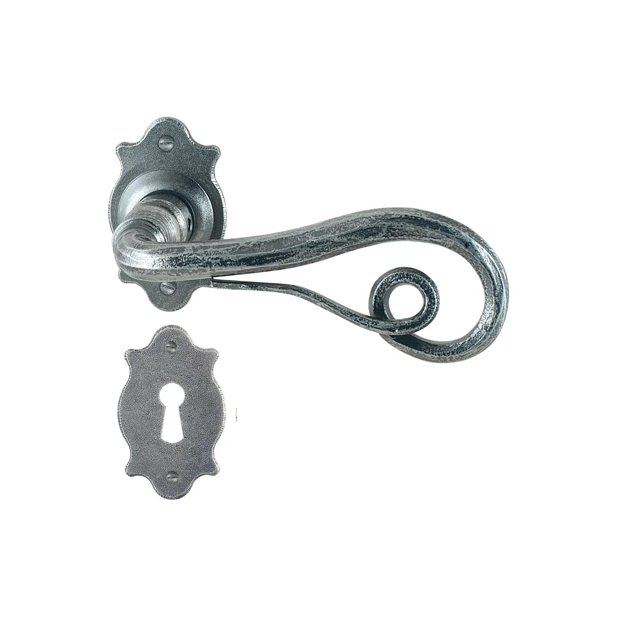 FM371 Kaltinė durų rankena su apyrakte – Antique Silver apdaila