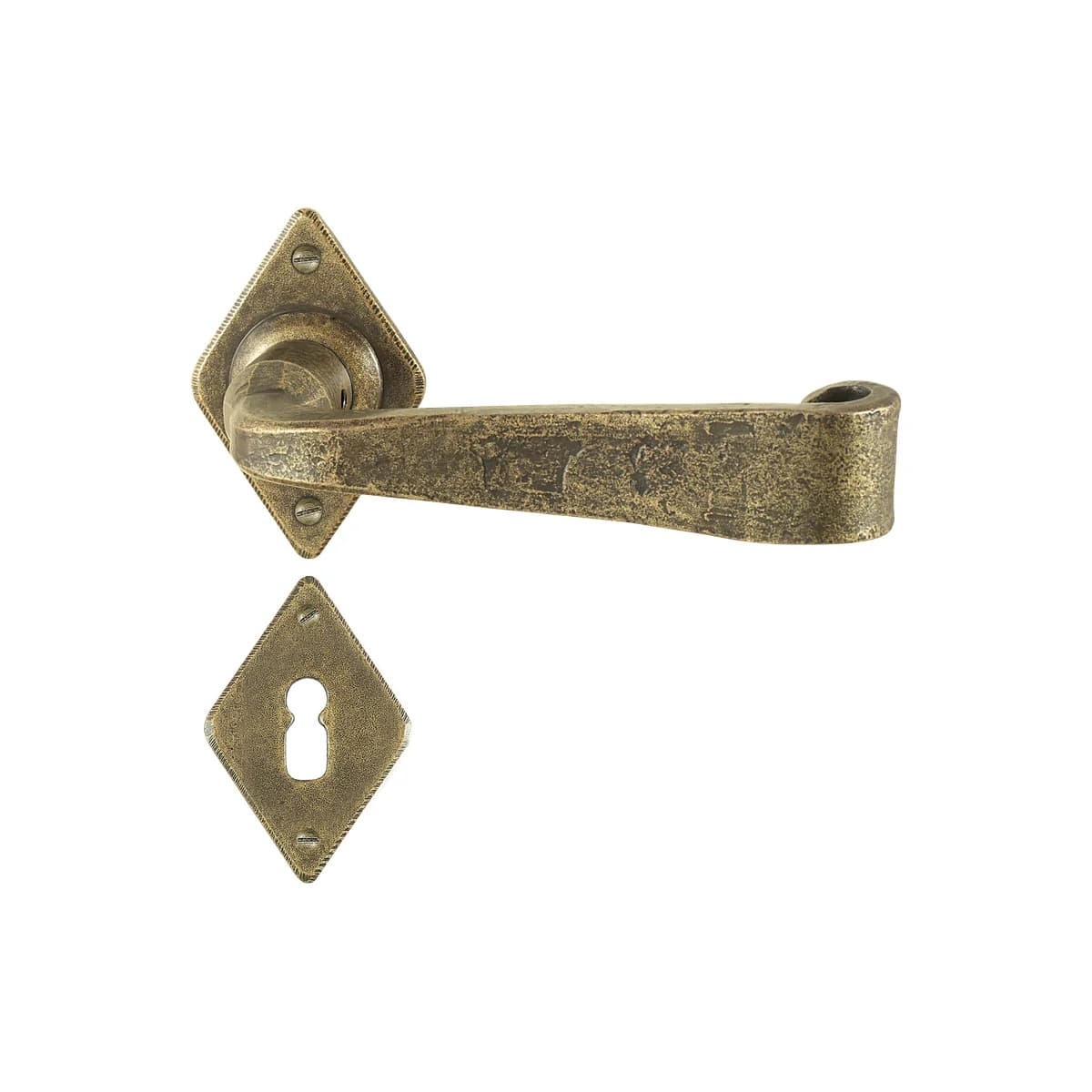 FM376 Kaltinė durų rankena su apyrakte – Antique Gold apdaila