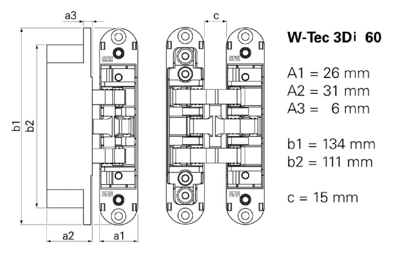 Paslėpiami vyriai W-Tec 3Di 60 – antra nuotrauka