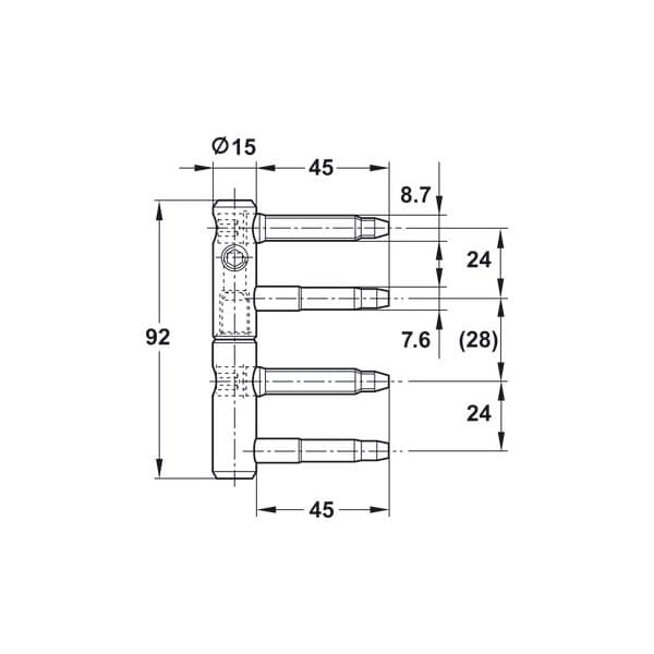 Įsukami vyriai 11R 15×92 mm – antra nuotrauka